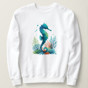 nautical/beach/coastal seahorse art sweatshirt