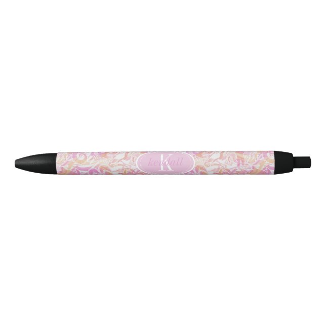 Nautical Beach Collage Hot Pink ID840 Blue Ink Pen (Front)