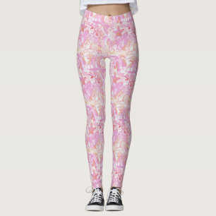  Nautical Beach Collage Hot Pink ID840 Leggings