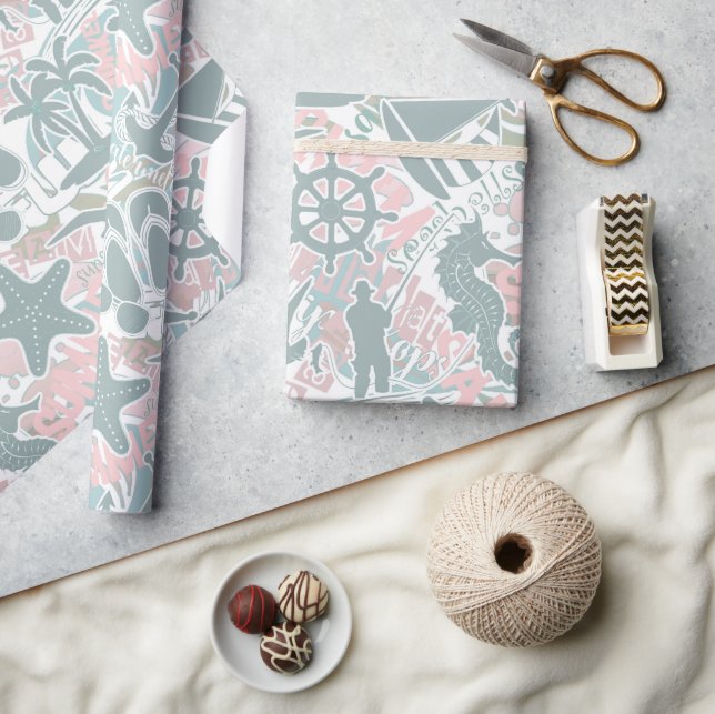 Nautical Beach Collage Sage ID840 Wrapping Paper (Crafts)