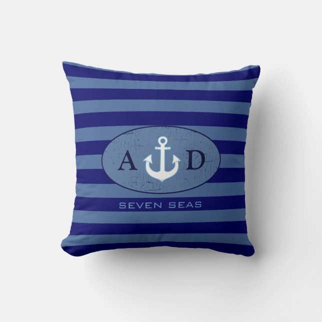 nautical beach house decor personalized throw pillow (Front)