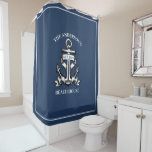 Nautical  Beach House Family Name Est Ship Anchor<br><div class="desc">Transform your bathroom into a coastal retreat with our Nautical Beach House Family Name Est Ship Anchor Shower Curtain. This beautifully designed shower curtain features a charming ship anchor motif, perfect for adding a touch of nautical elegance to your space. Personalize it with your family name and established year, creating...</div>