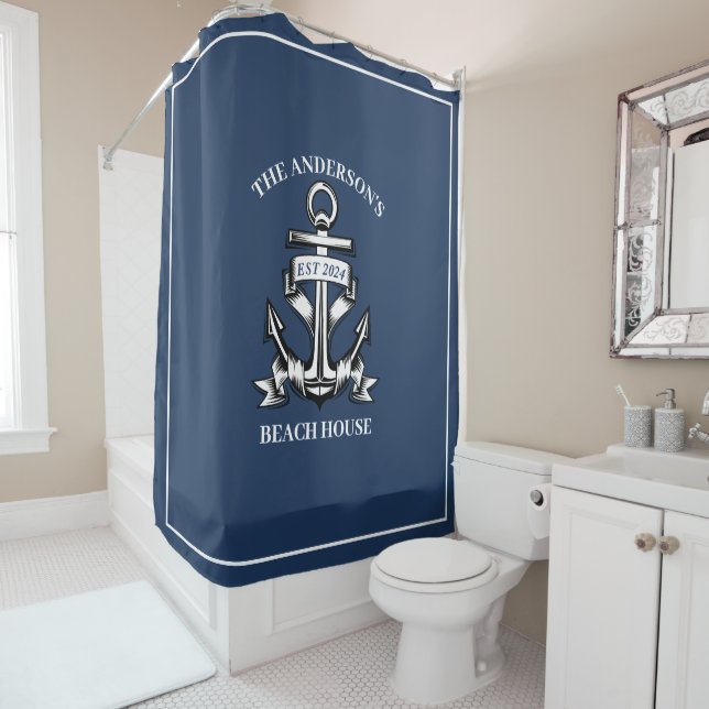 Nautical  Beach House Family Name Est Ship Anchor  (In Situ)