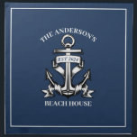 Nautical  Beach House Family Name Est Ship Anchor  Napkin<br><div class="desc">Add a touch of coastal charm to your dining experience with our Nautical Beach House Family Name Est Ship Anchor Cloth Napkin. This beautifully designed napkin features a classic ship anchor motif, making it perfect for beach-themed gatherings or everyday use. Personalize it with your family name and established year to...</div>
