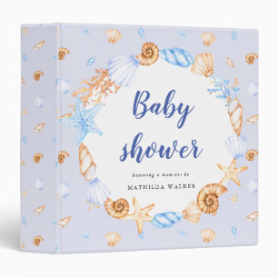 nautical beach illustrations baby shower 3 ring bi binder