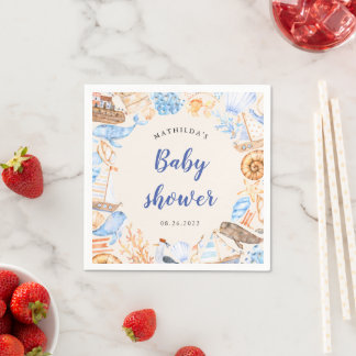 nautical beach illustrations baby shower paper nap napkin