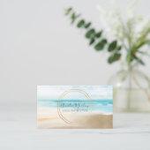 Nautical Beach Minimalist Gold Rings Business Card (Standing Front)