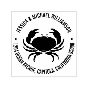 Nautical Beach Ocean Crab Return Address Self-inking Stamp