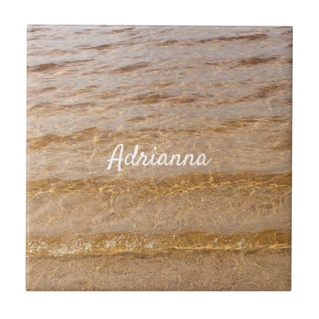 Nautical Beach Ocean Water Waves Name Gift  Tile (Front)