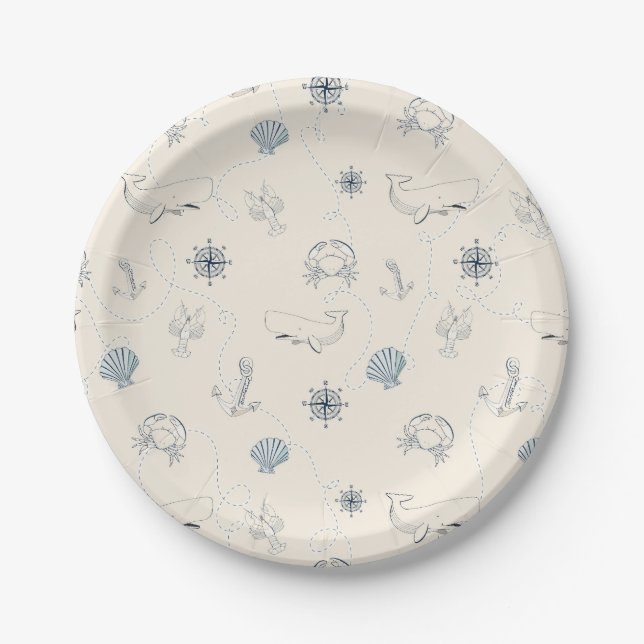 Nautical Beach Paper Plate (Front)