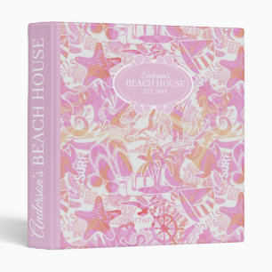 Nautical Beach Pattern Hot Pink ID840 Binder