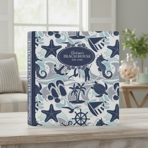 Nautical Beach Pattern Navy ID839 Binder