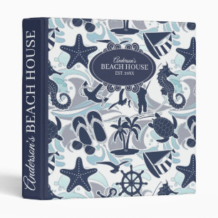 Nautical Beach Pattern Navy ID839 Binder