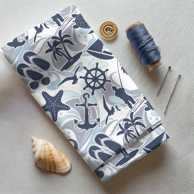 Nautical Beach Pattern Navy ID839 Fabric (Creator Uploaded)