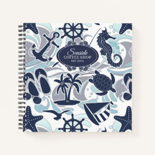 Nautical Beach Pattern Navy ID839 Notebook