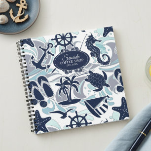 Nautical Beach Pattern Navy ID839 Notebook