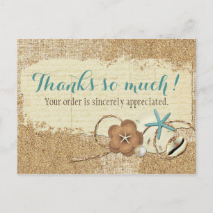 Nautical Beach Seashell & Sand Boutique Thank You Postcard