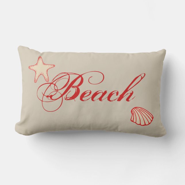 Nautical Beach Starfish Shell Throw Pillow Decor (Front)