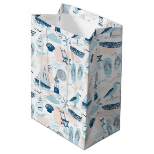 Nautical Beach Summer Blue Pink Coastal (2) Medium Gift Bag