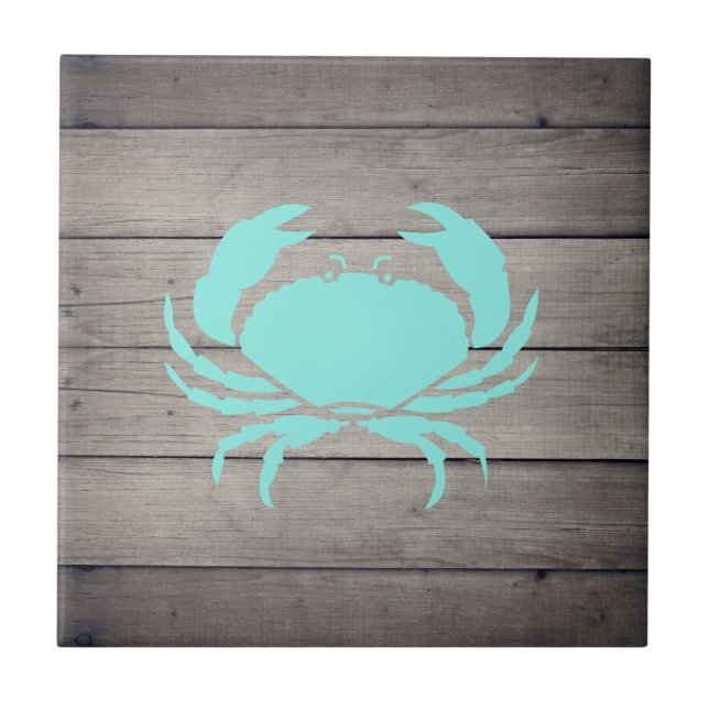 Nautical Beach Teal Crab  Tile (Front)