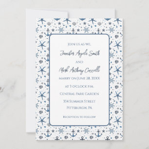 Nautical Beach Theme Wedding Invitation Anchors 