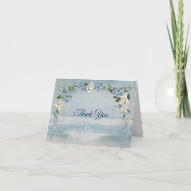 Nautical Beach Watercolor Bridal Shower Thank You  (Front)