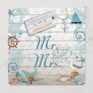 Nautical Beach Wedding Invitation