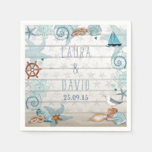 Nautical Beach Wedding Paper Napkins