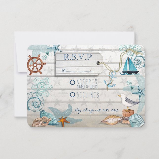 Nautical Beach Wedding RSVP (Devant)