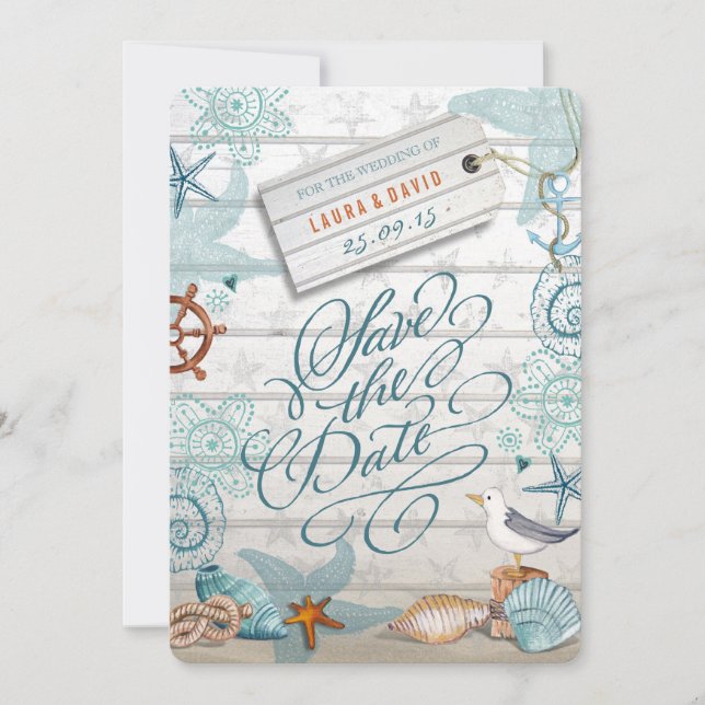Nautical Beach Wedding | Save the Date (Front)