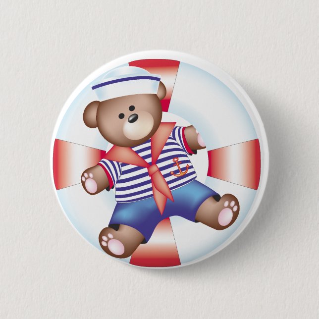 nautical bear 2 inch round button (Front)