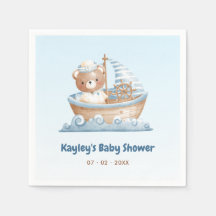 Nautical Bear Boy Baby Shower 1st Birthday Napkins