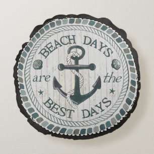 Nautical Best Day Burlap Beach Throw Pillow