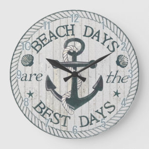 Nautical Best Days Beach Rustic Wall Clock