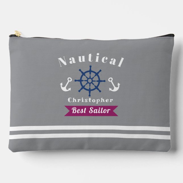 Nautical Best Sailor Grey Accessory Pouch (Front)
