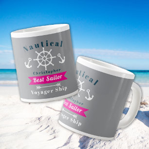 Nautical Best Sailor Grey Large Coffee Mug
