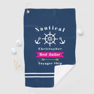 Nautical Best Sailor Navy Golf Towel