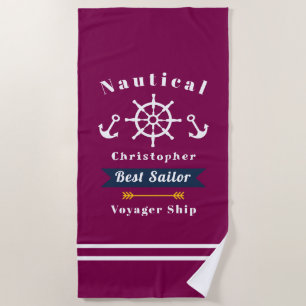  Nautical Best Sailor Red Beach Towel