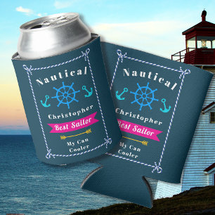 Nautical Best Sailor Teal Can Cooler
