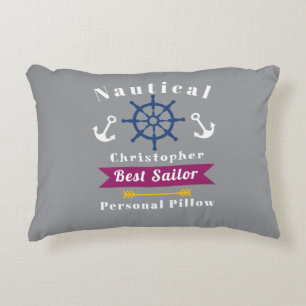 Nautical Best Sailor Wine Grey Accent Pillow