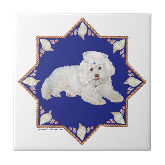 Nautical Bichon Frise Tile (Front)