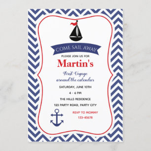 Nautical Birthday Invitations (Boys Navy)