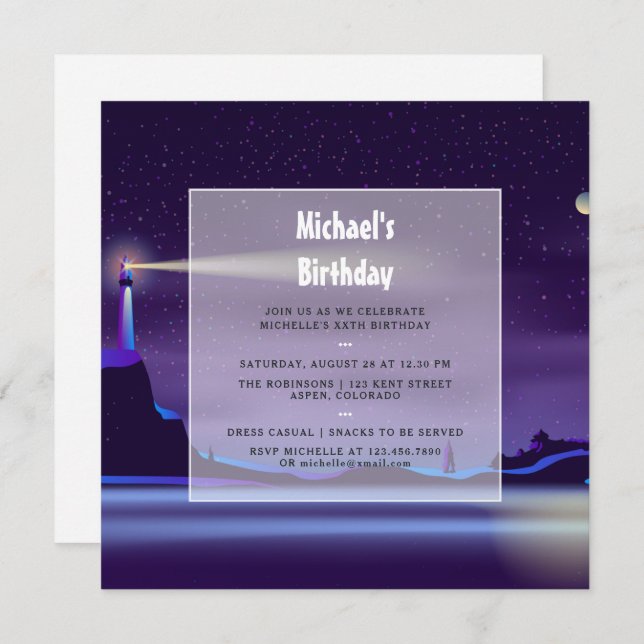 Nautical Birthday Party Invitation (Devant / Derrière)