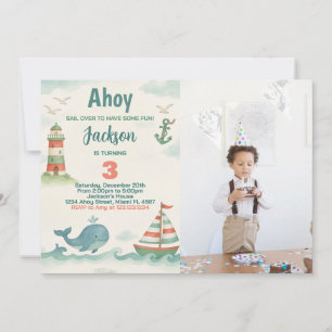Nautical Birthday Party Invitation avec photo