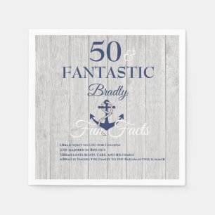 Nautical Birthday Party Navy Blue Fun Facts  Napkin