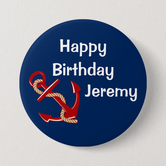 Nautical Birthday Personalized 3 Inch Round Button (Front)