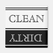 Nautical  Black and White Dishwasher Dirty Clean