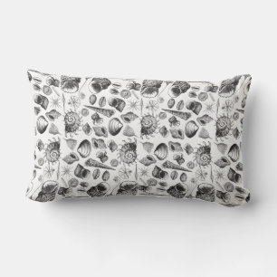 Nautical Black and White Shell Pattern Pillow