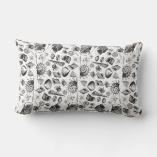 Nautical Black and White Shell Pattern Pillow