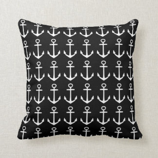 Nautical black throw pillow